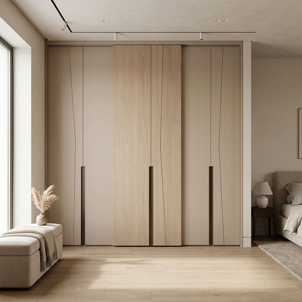 Встроенный шкаф-купе с гладкими фасадами