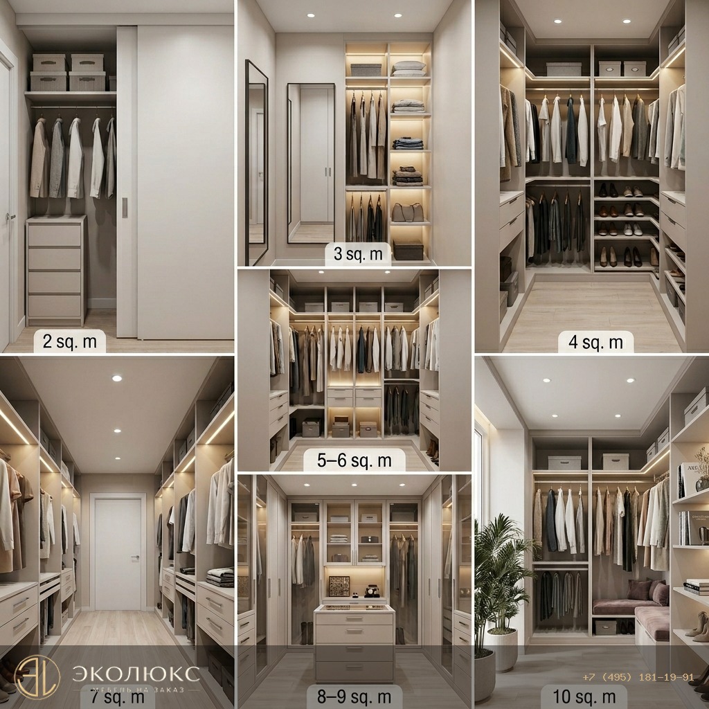 Гардеробная в квартире: 7 планировок под разные площади (от 2 до 10 м²)